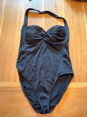 La Blanca Black One-Piece Halter Swimsuit